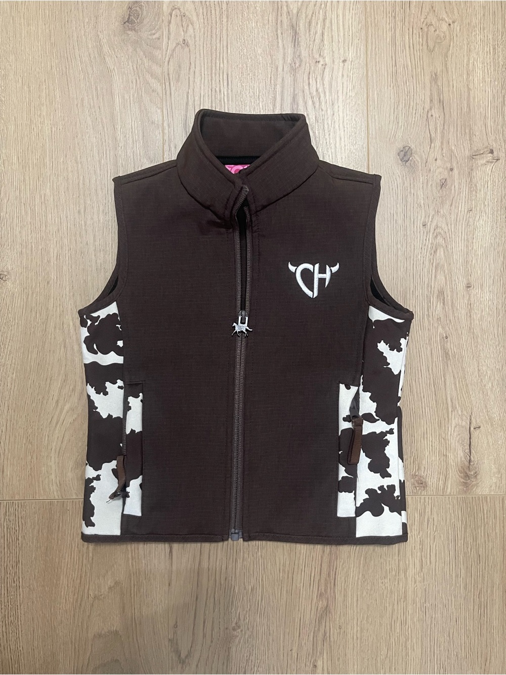 Cowgirl Hardware Kids Cow print Poly Shell Vest (2T)